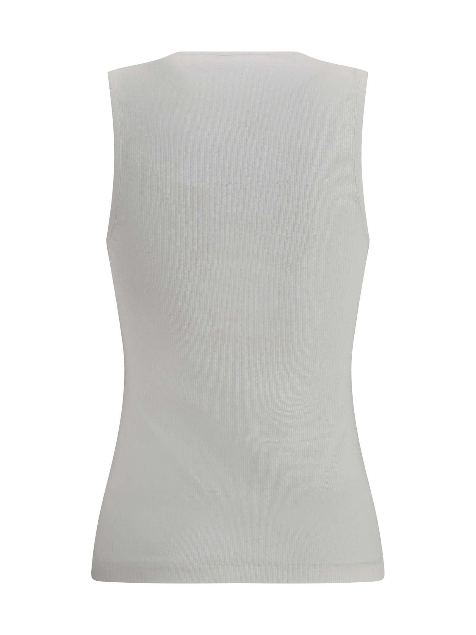 Ferragamo Salvatore Cotton Tank Top With Shaped Neckline
