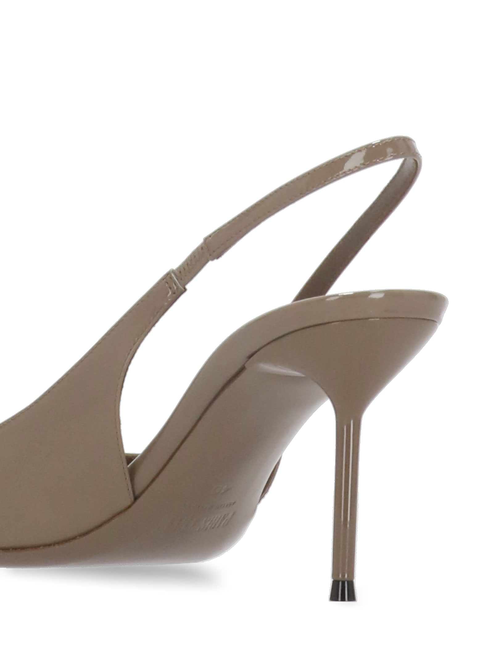 Paris Texas Pointed Arrow Toe Slingback In Glossy Patent Finish In Brown