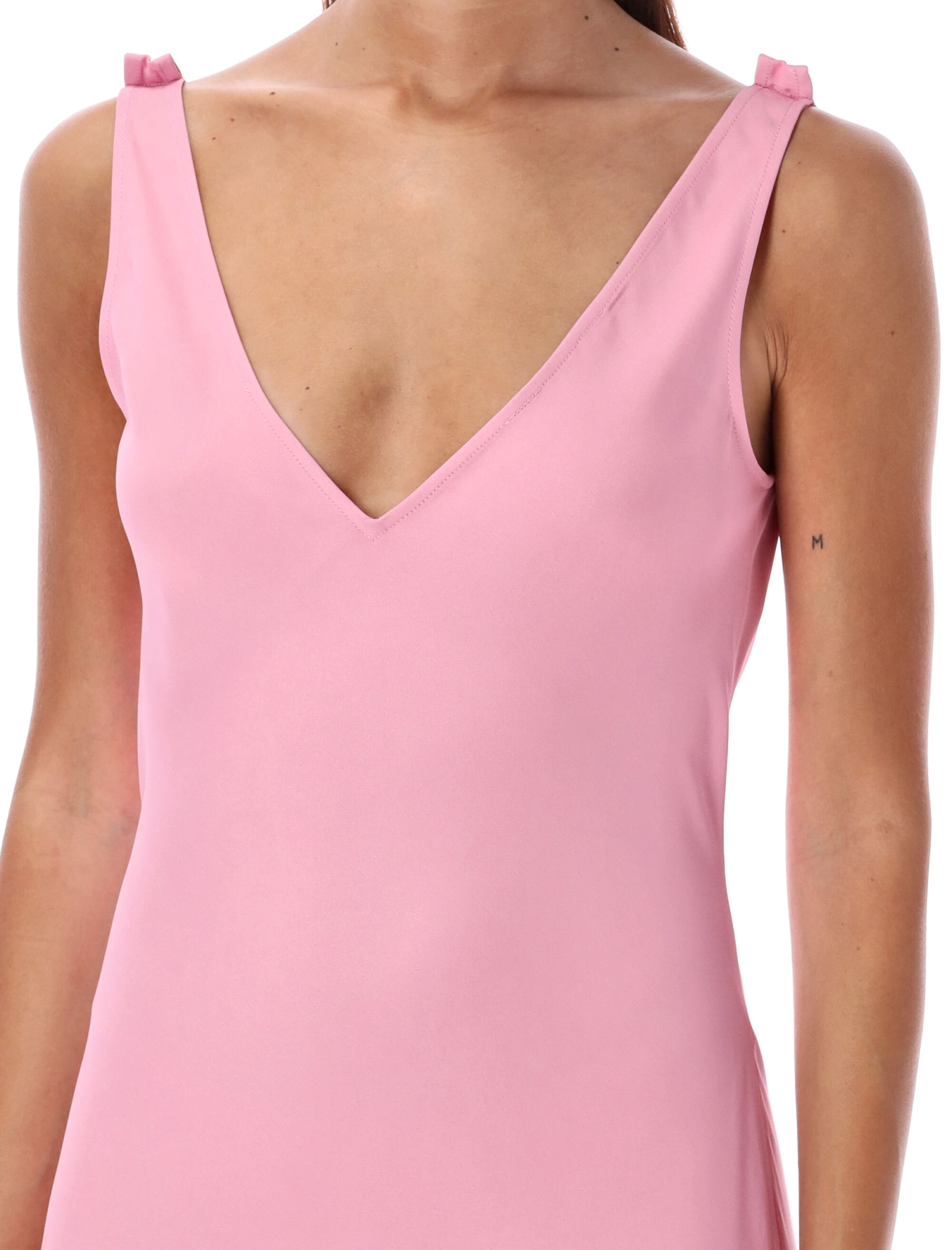 Shop Jw Anderson V-neck Long Dress In Bubble Gum