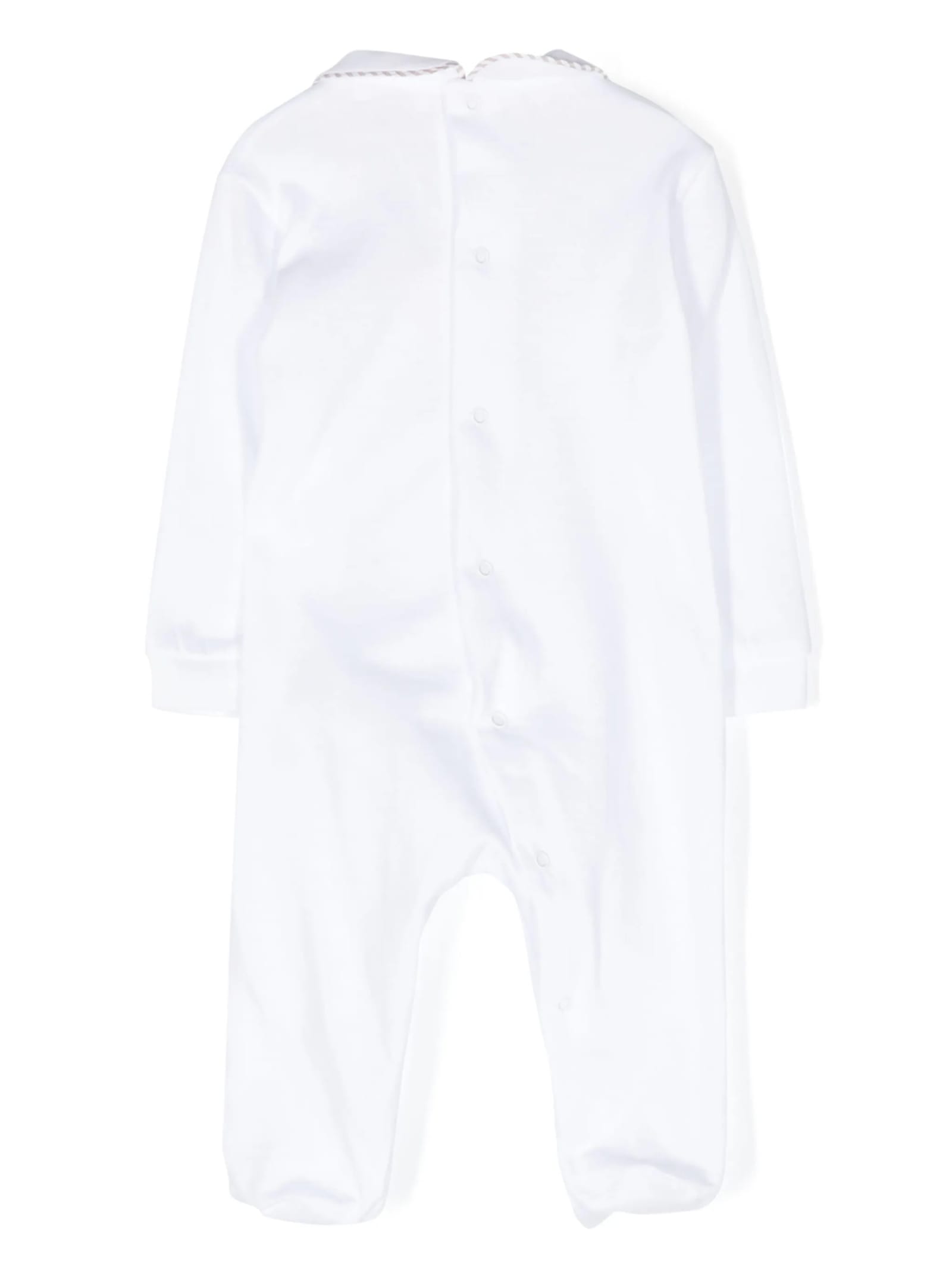 Shop Il Gufo White Playsuit With Feet And Teddy-bear Embellishment