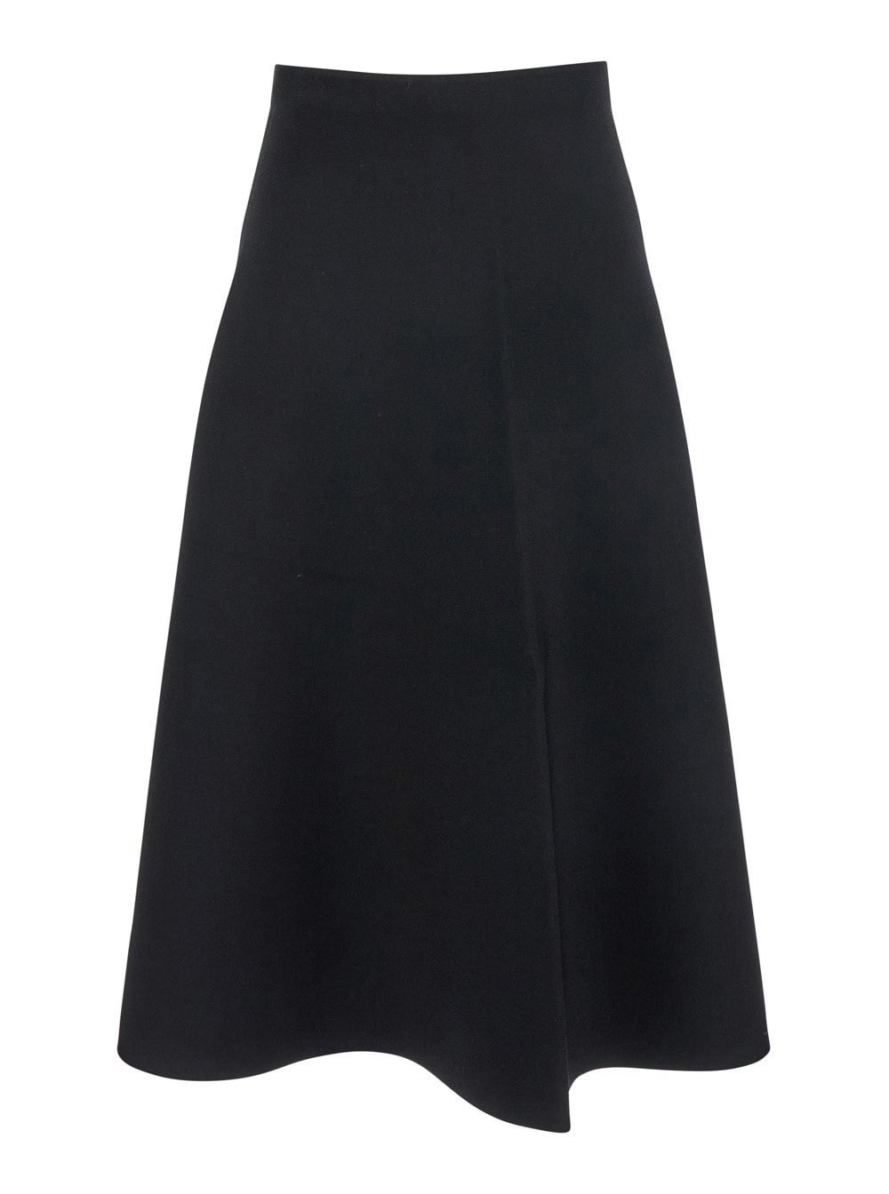 Black Mid-waist Flared Skirt In Viscose Blend Woman