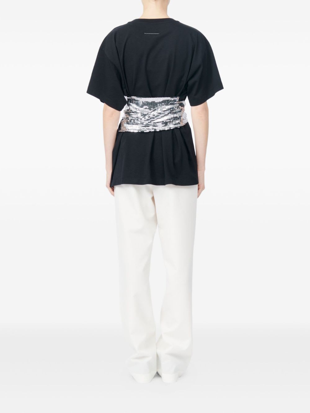 Mm6 Maison Margiela Short-sleeve Black T-shirt With Disco-style Gloves