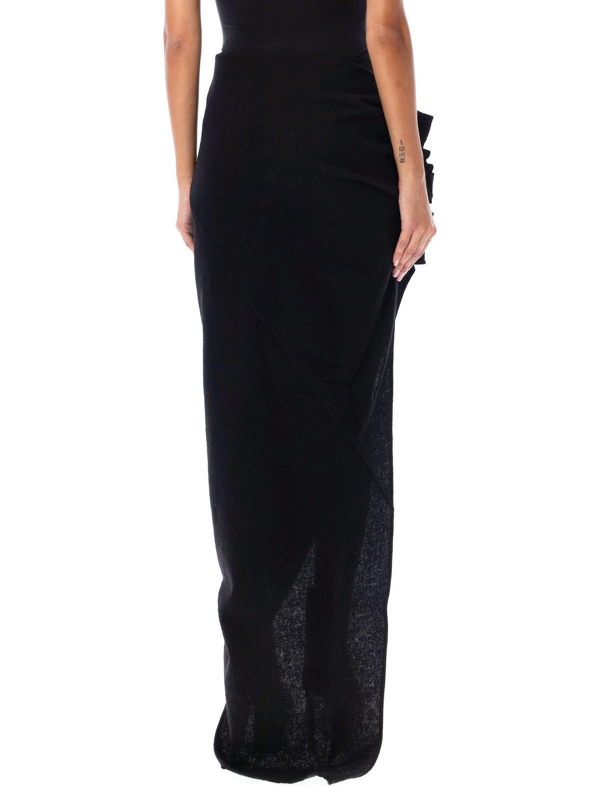 Shop Rick Owens Ruffled Detailed Maxi Skirt In Black