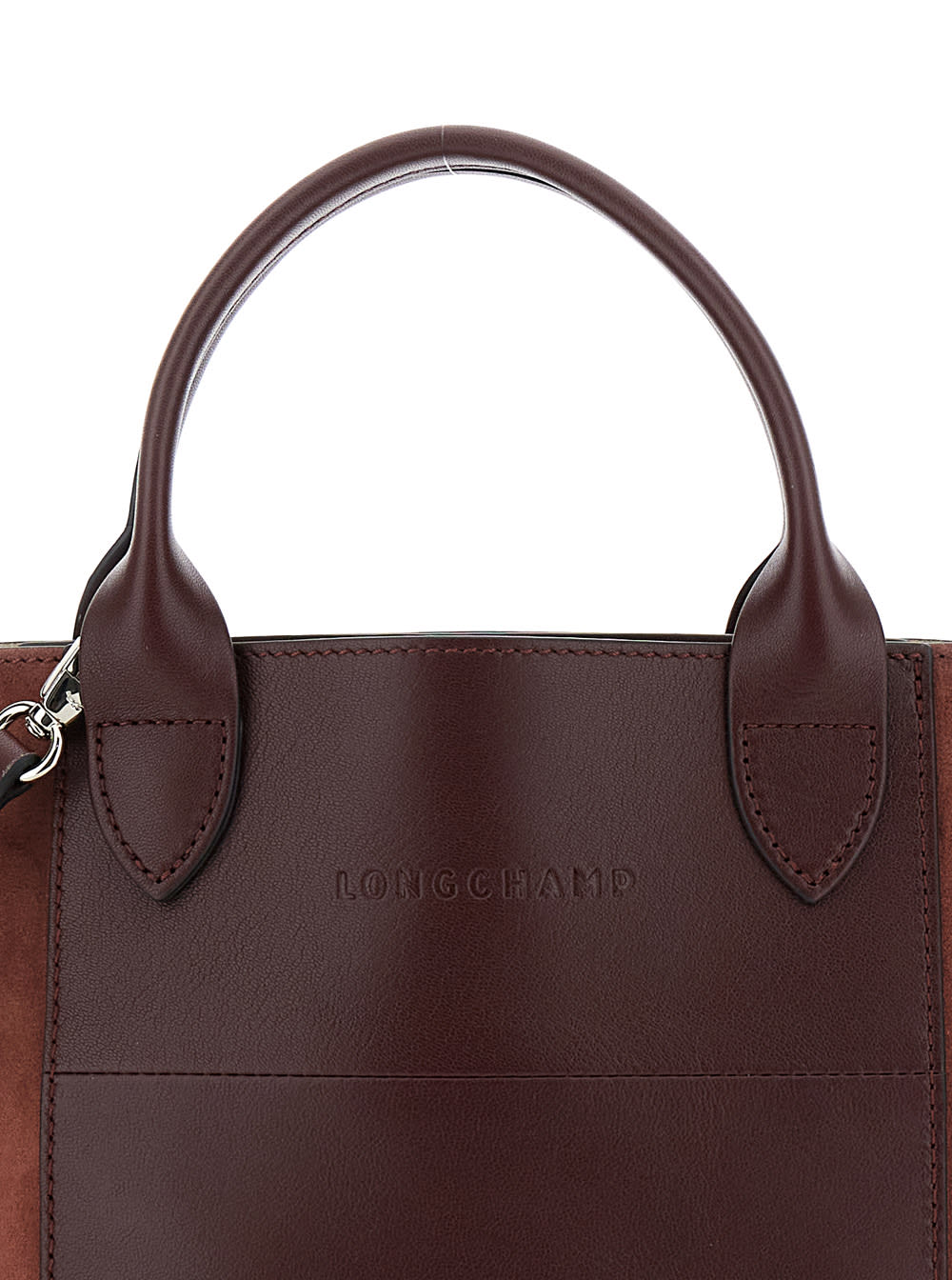 Shop Longchamp Cabas Bordeaux Handbag With Logo Lettering On The Front In Leather Woman