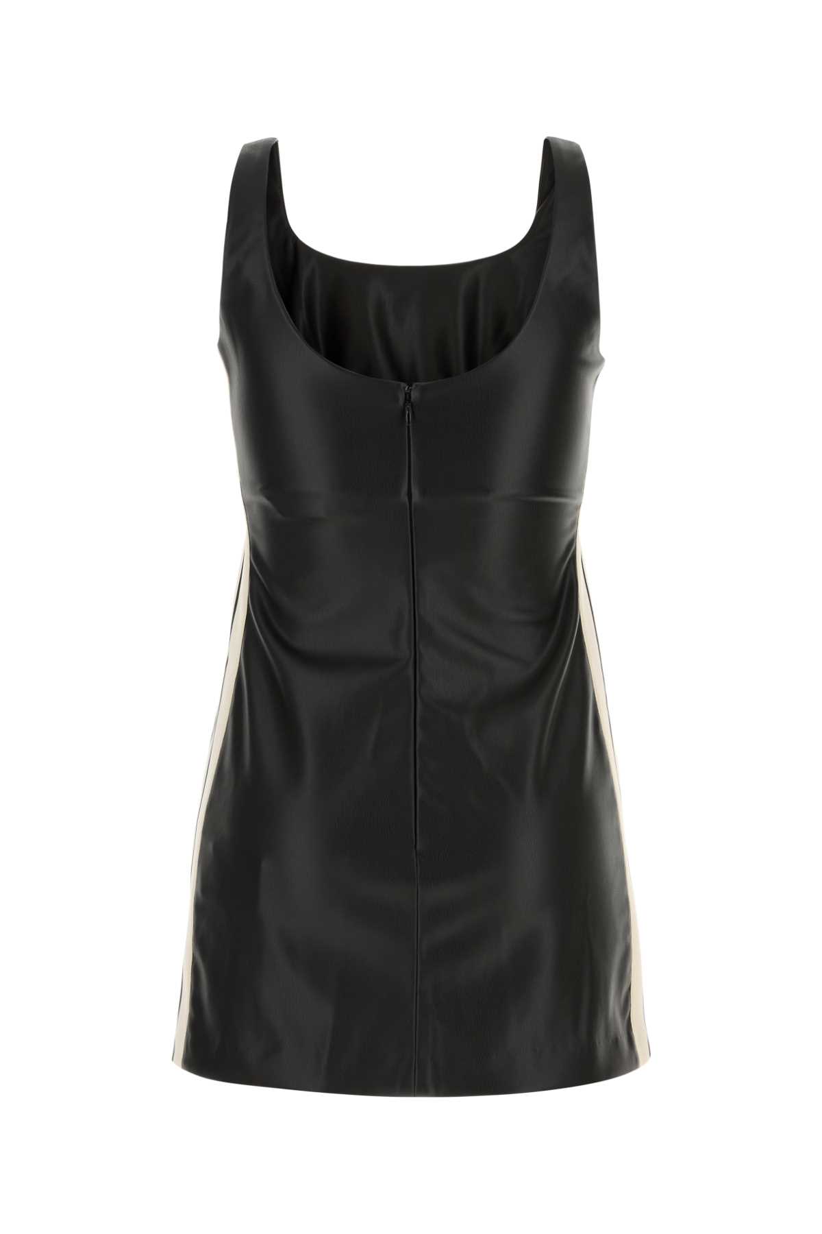 Shop Palm Angels Black Synthetic Leather Mini Dress In 1003