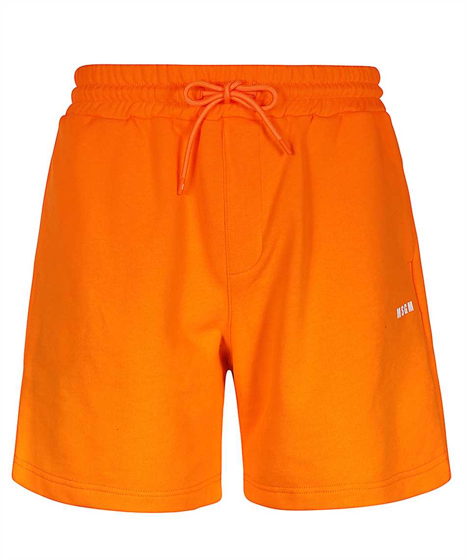 Msgm Elasticated-waistband Cotton Shorts In Orange