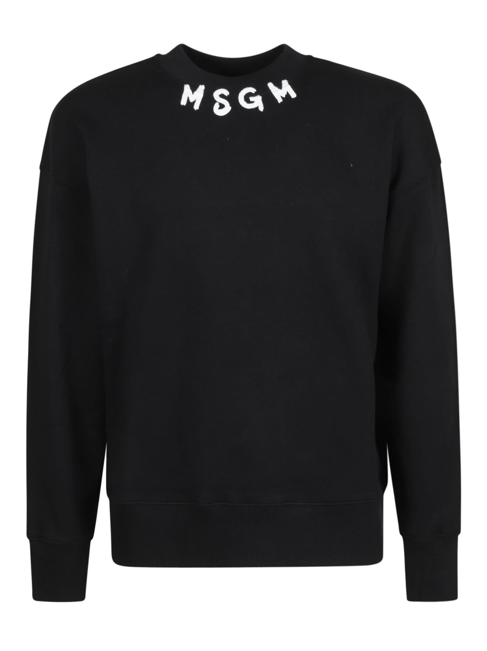 Msgm Logo-print Cotton Sweatshirt In Black