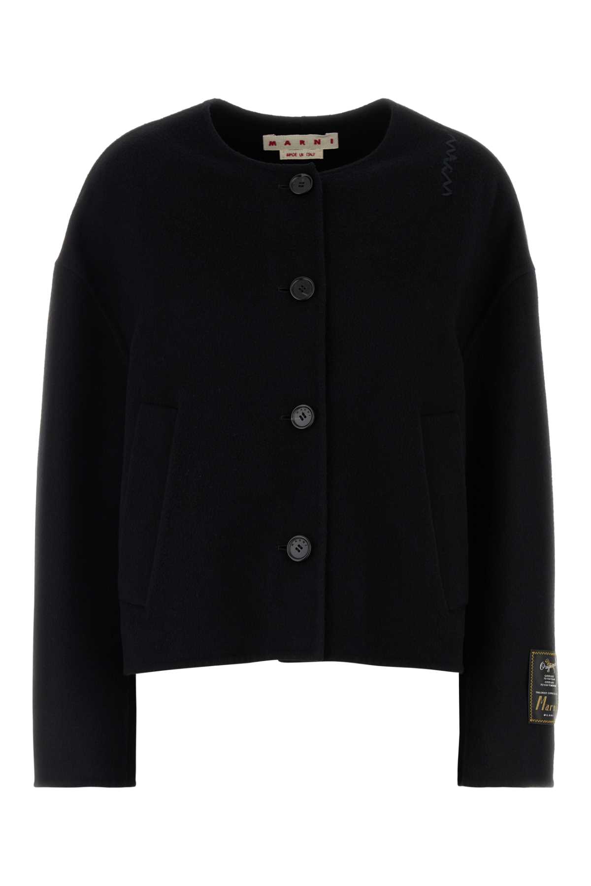 Marni Black Felt Blazer In Black