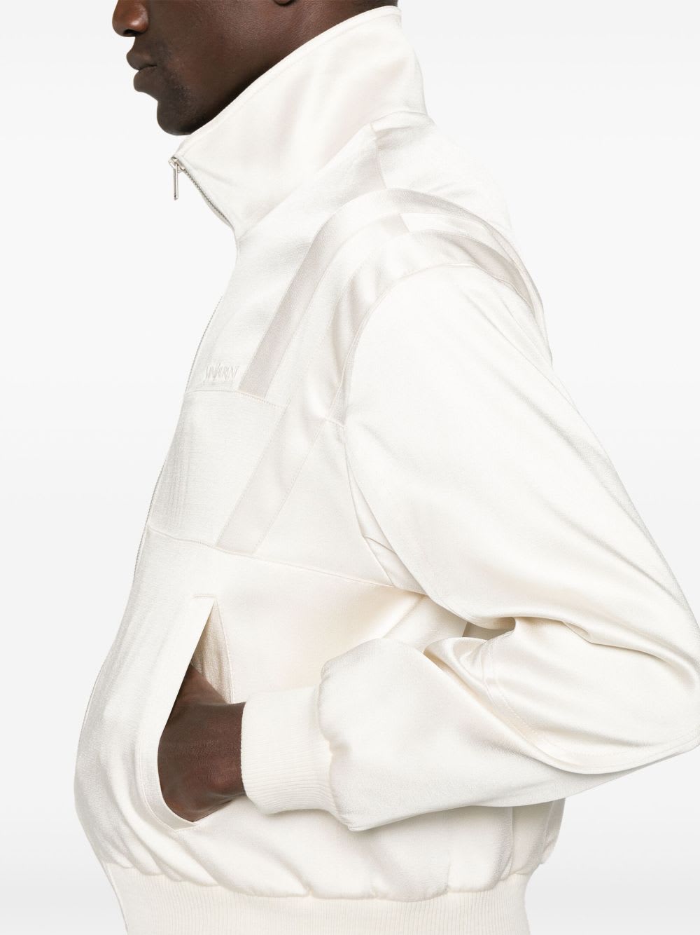 Saint Laurent Satin Bomber Jacket In White