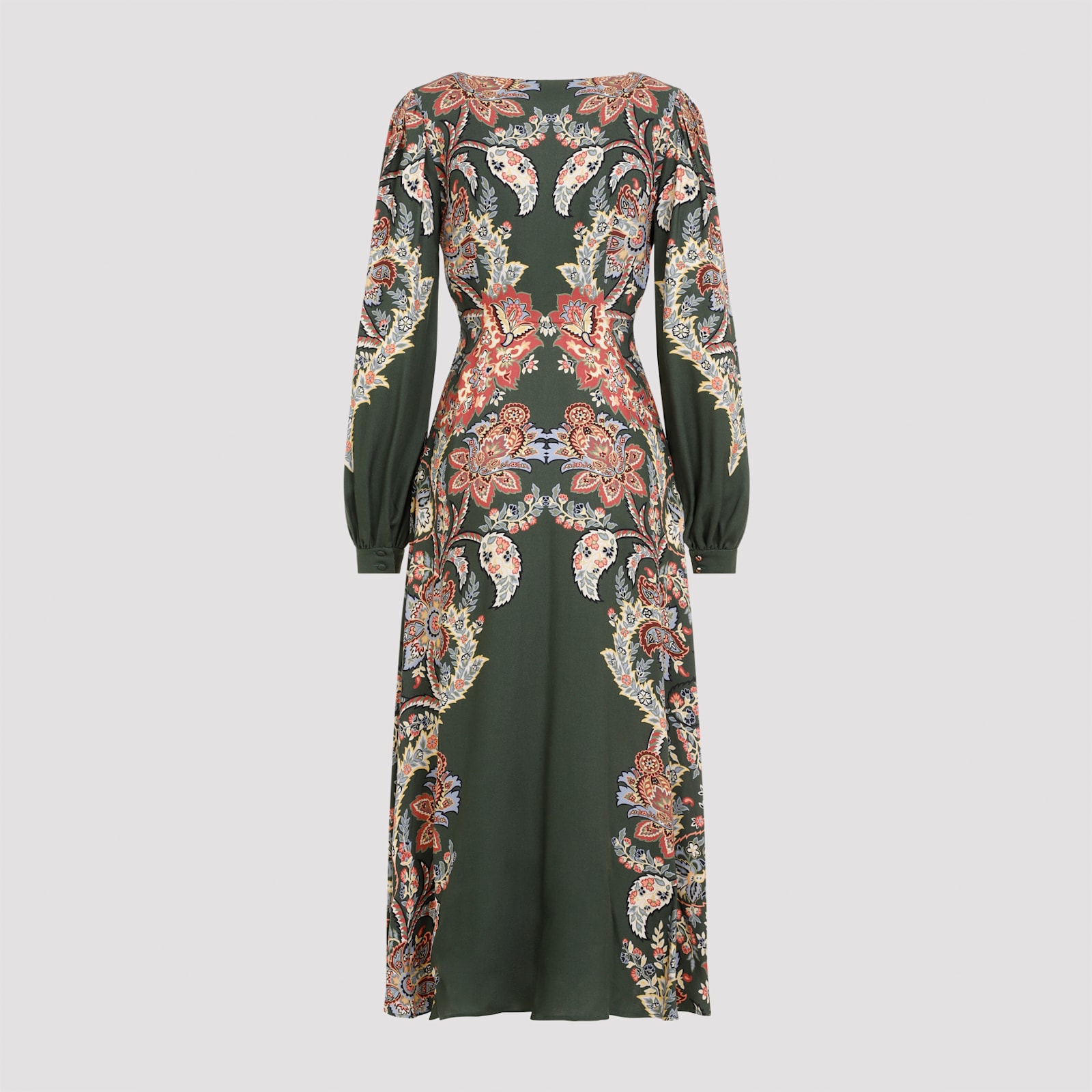 Shop Etro Printed Midi Dress In Verde