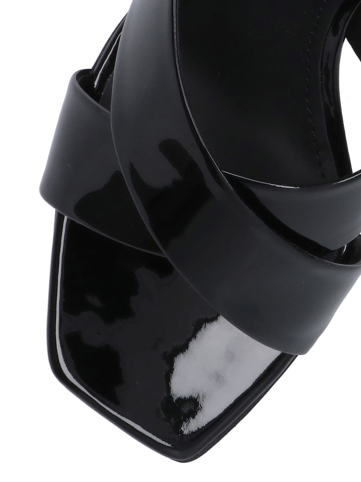 Dolce & Gabbana 75 Patent Leather Dg Heel Mules In Black