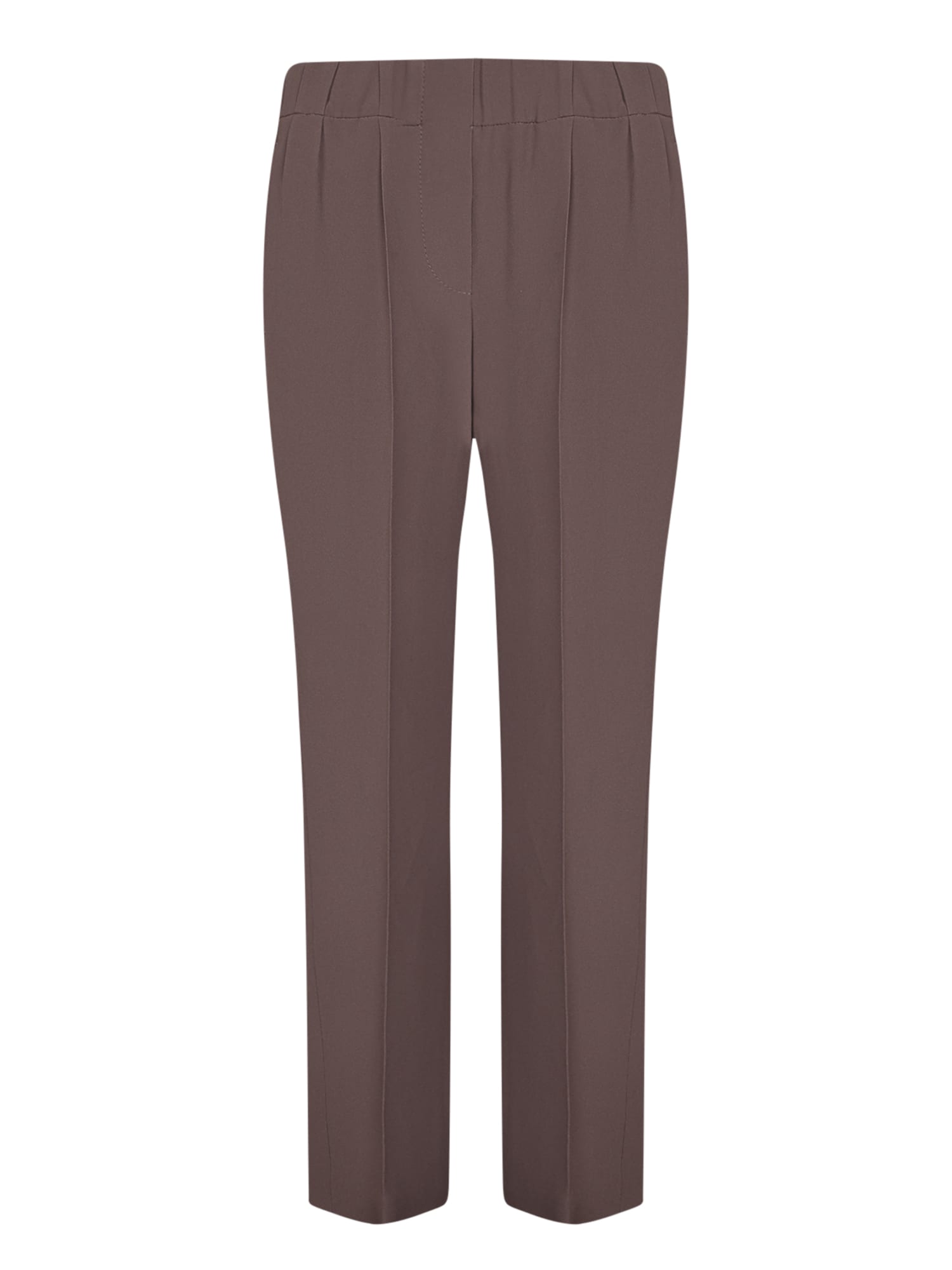 Brunello Cucinelli Elastic Crepe Brown Trousers In Brown