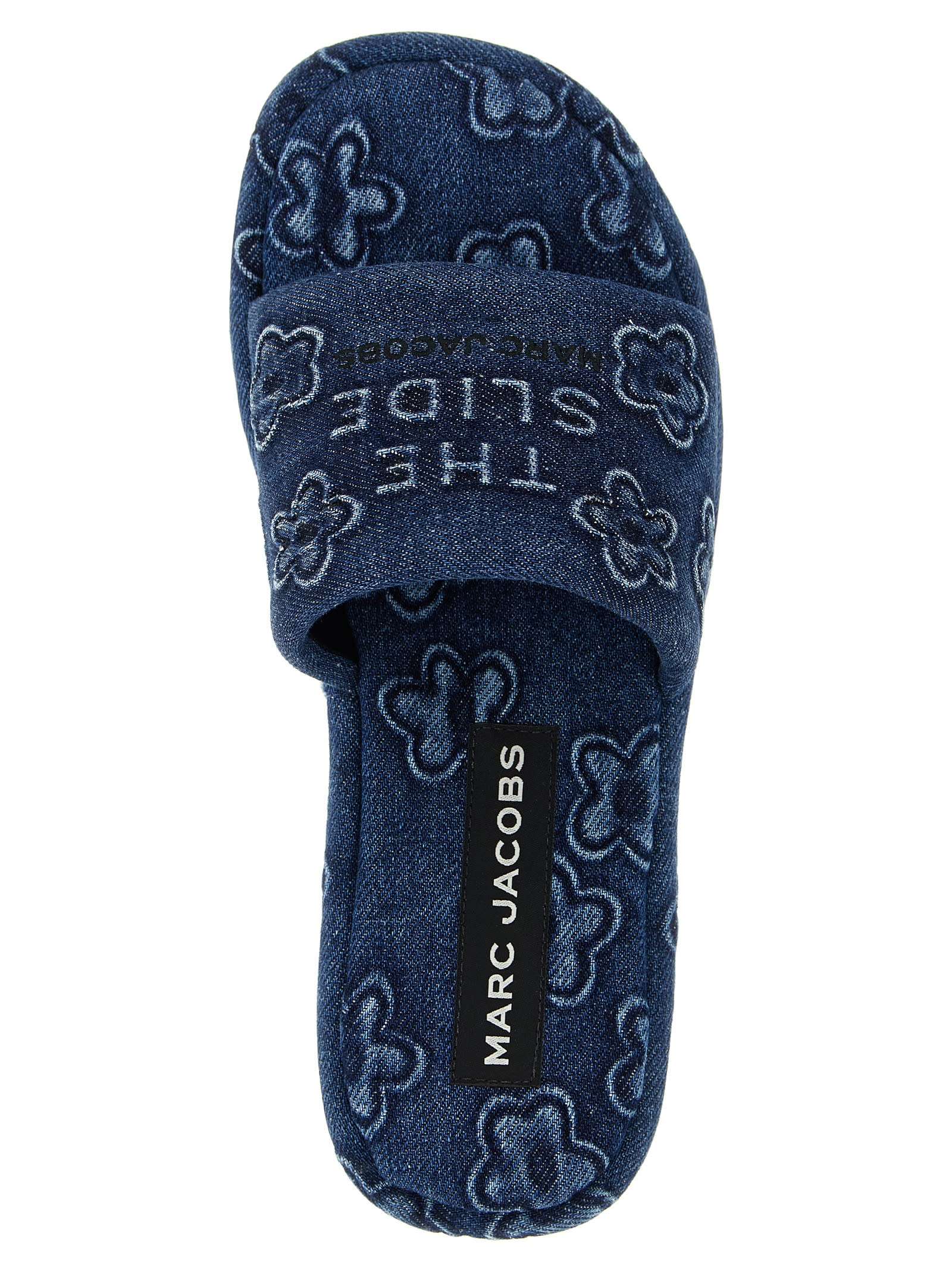 Marc Jacobs The Puffy Daisy Denim Platform Sandal Slides In Blue
