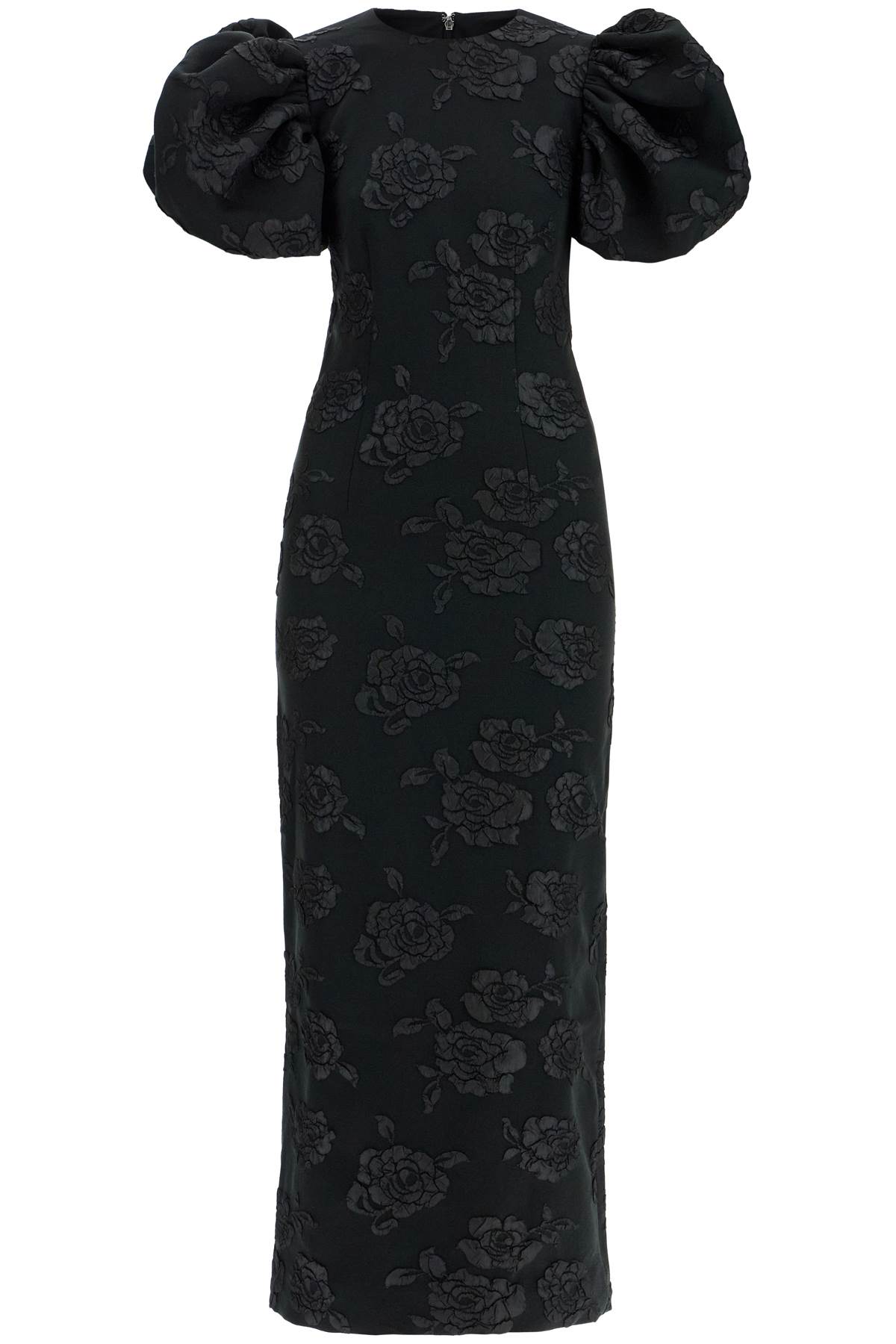 3d Jacquard Midi Dress Black Floral