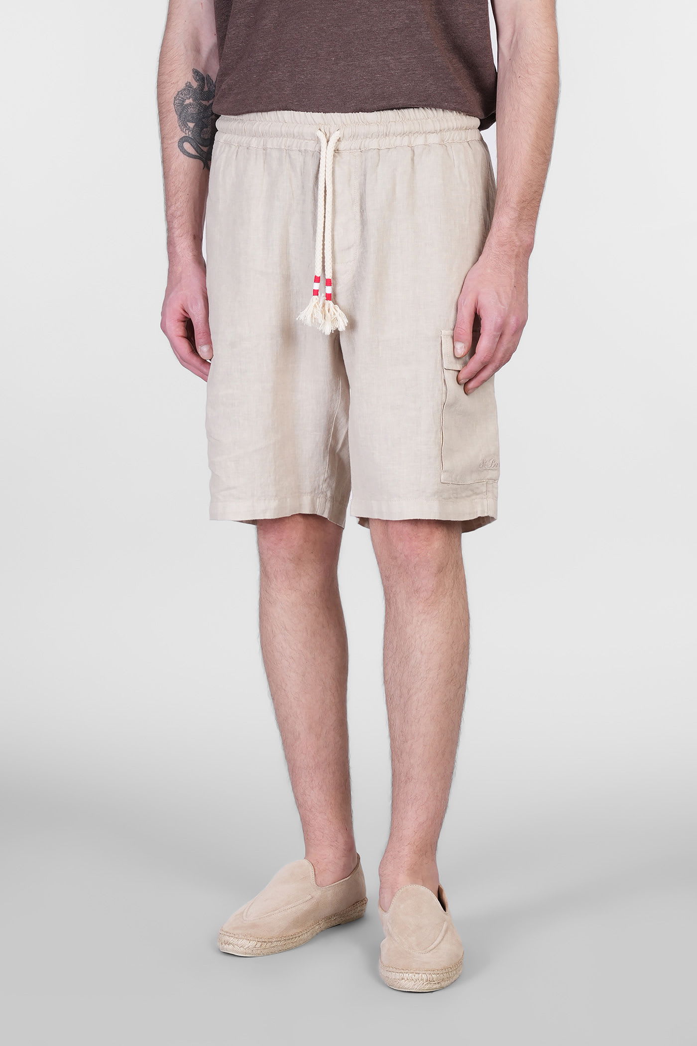 Mc2 Saint Barth Marseille Shorts In Beige Linen In Neutral