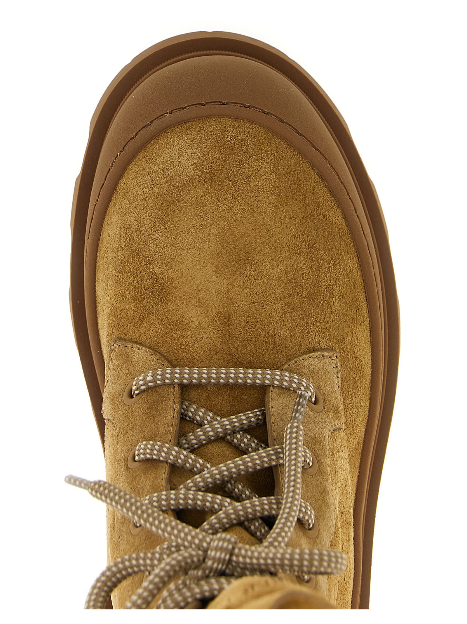 Moncler Vera High Combat Boots In Brown