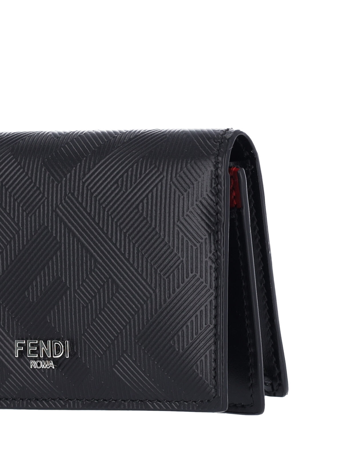 Fendi Bi-fold Embossed Pattern Wallets In Black