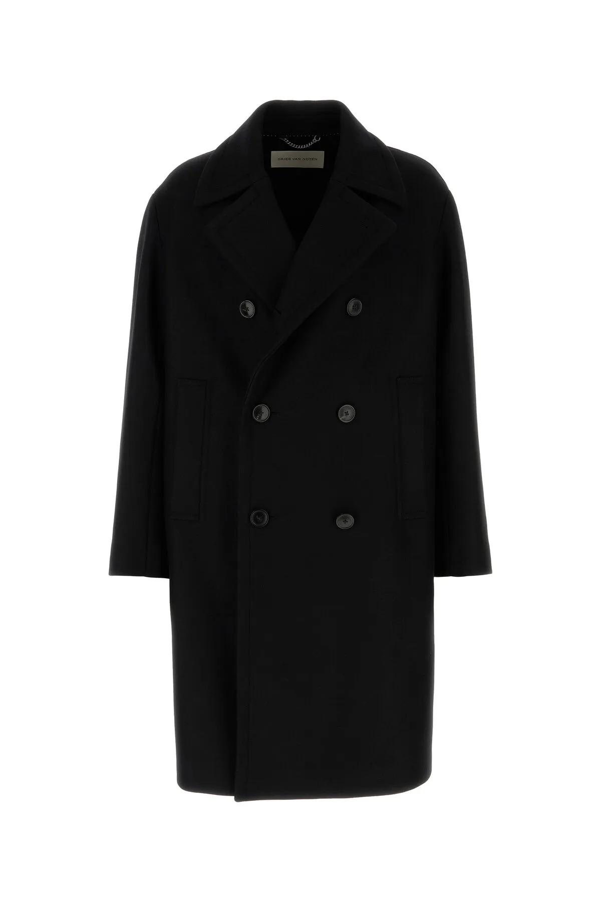 Dries Van Noten Black Wool Blend Coat