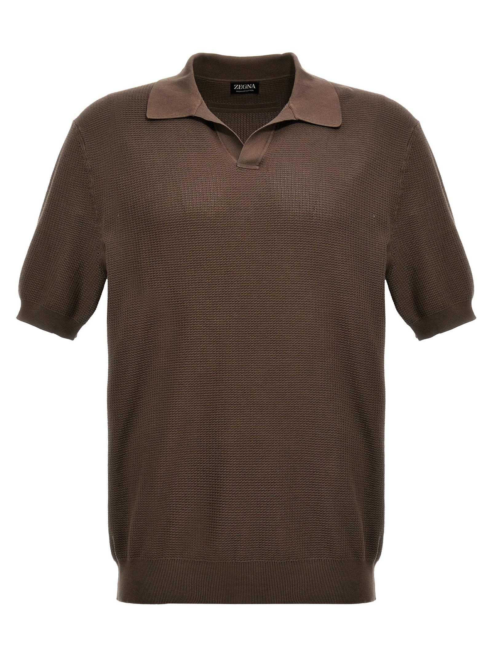 Shop Zegna Knitted Polo Shirt In Green