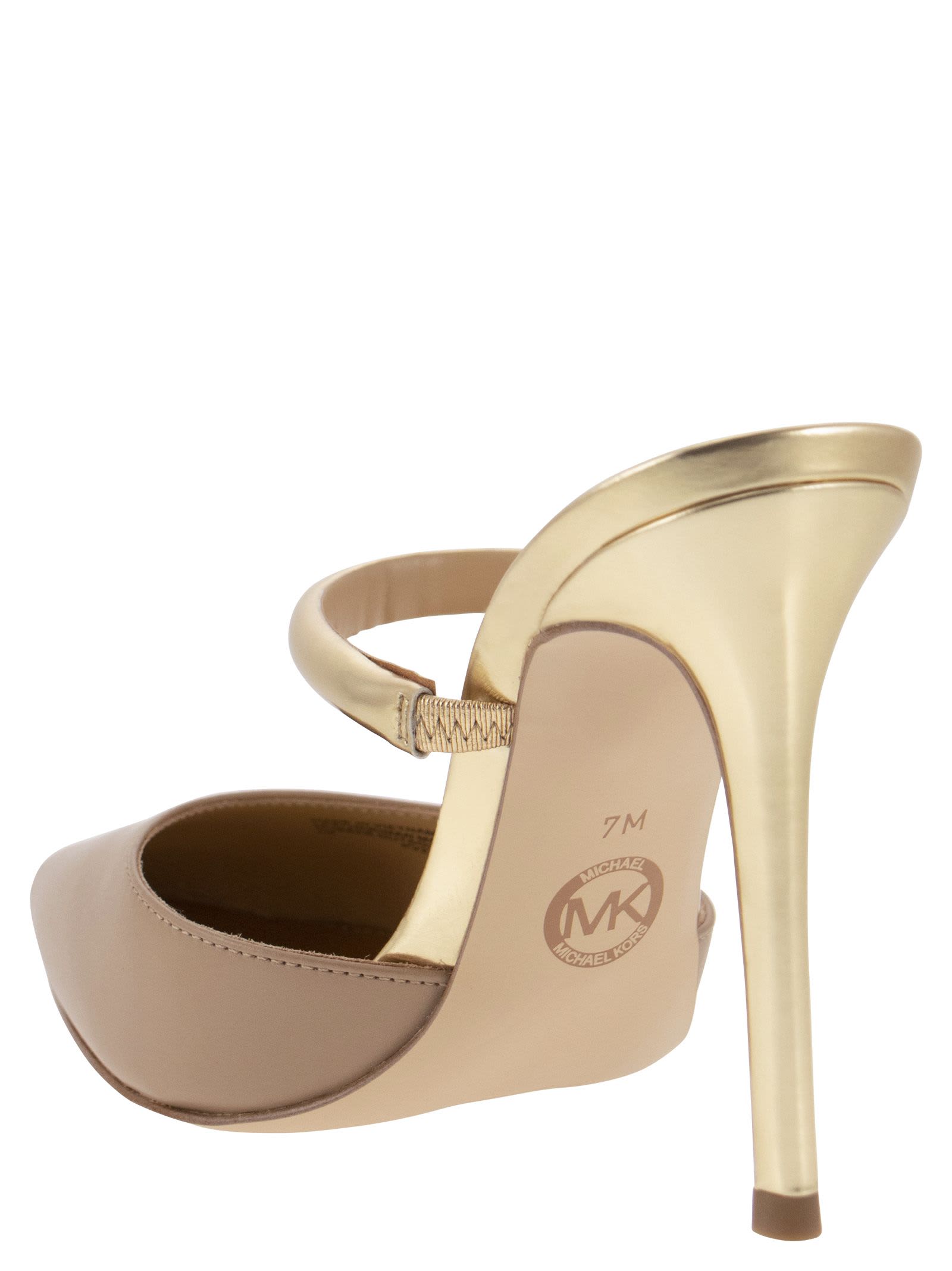 Shop Michael Kors Jessa - Leather Sandals In Camel/gold