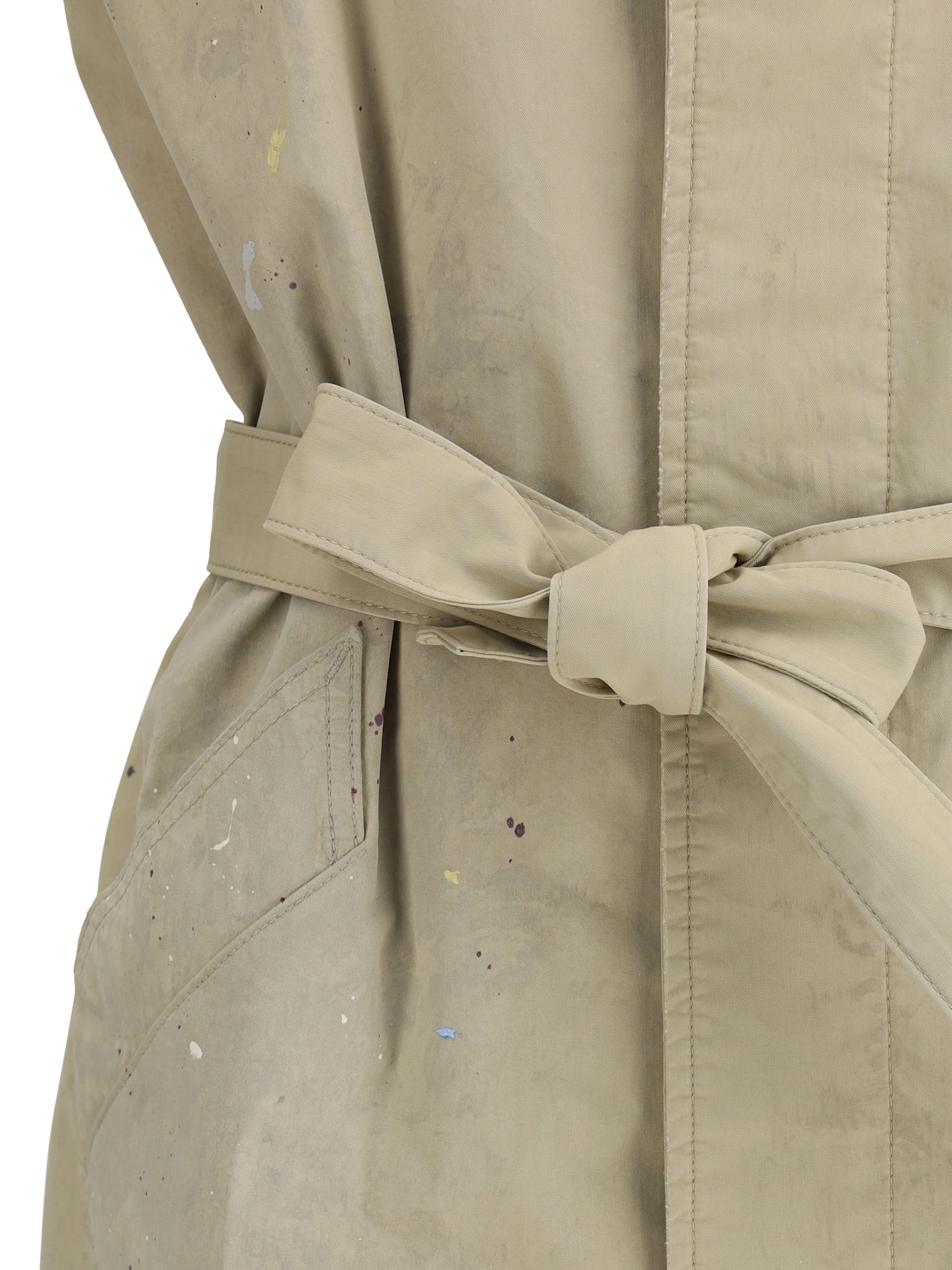 Mm6 Maison Margiela Long Vest With Belted Waist And Silhouette-enhancing Design