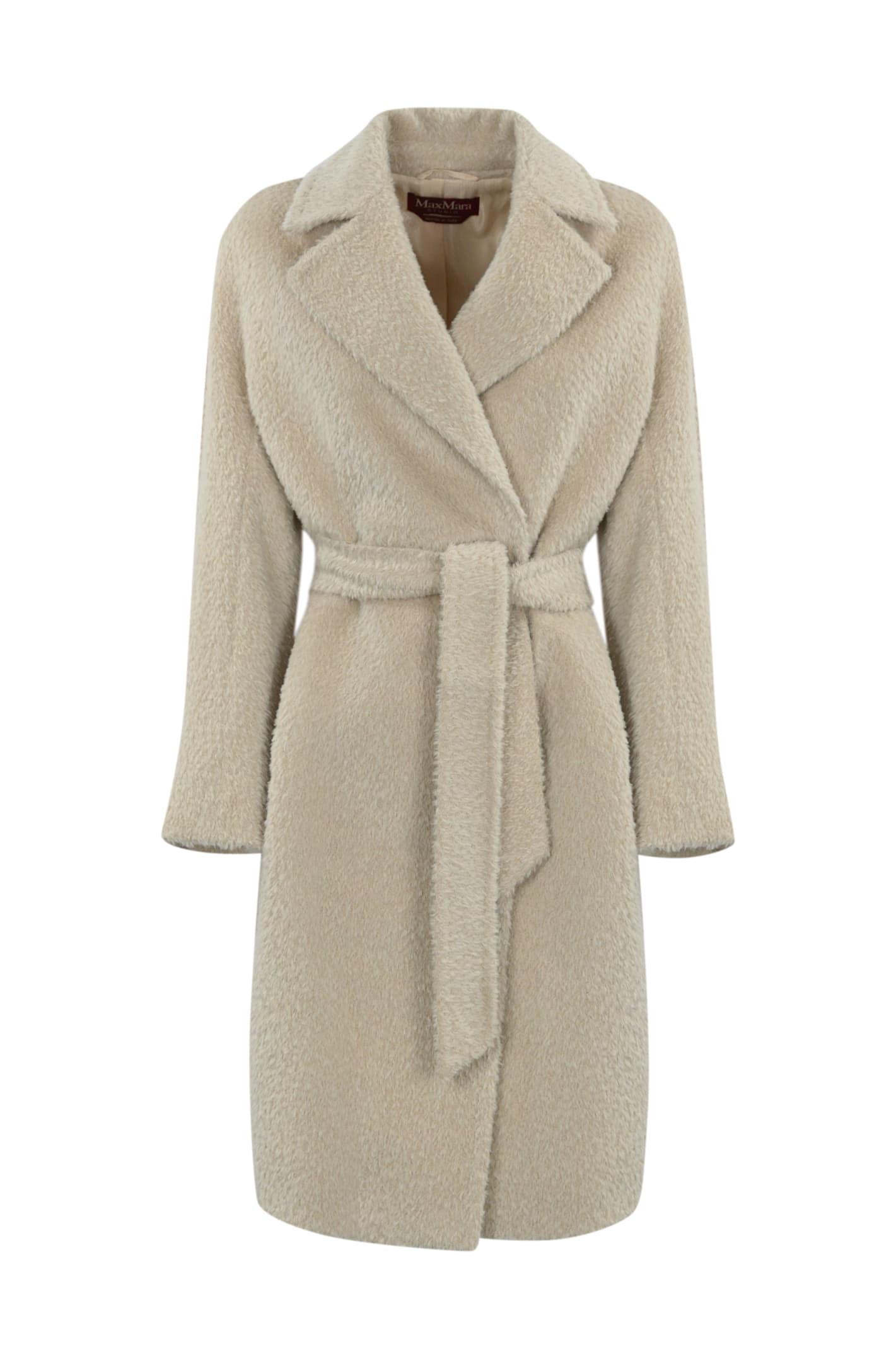 Shop Max Mara Galante Coat In Alpaca And Wool In Albino