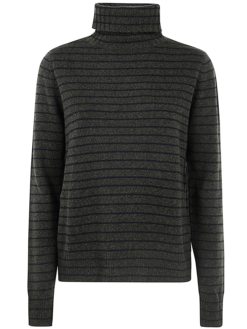 Shop Aspesi Turtle Neck Sweater In Dark Green Stripes