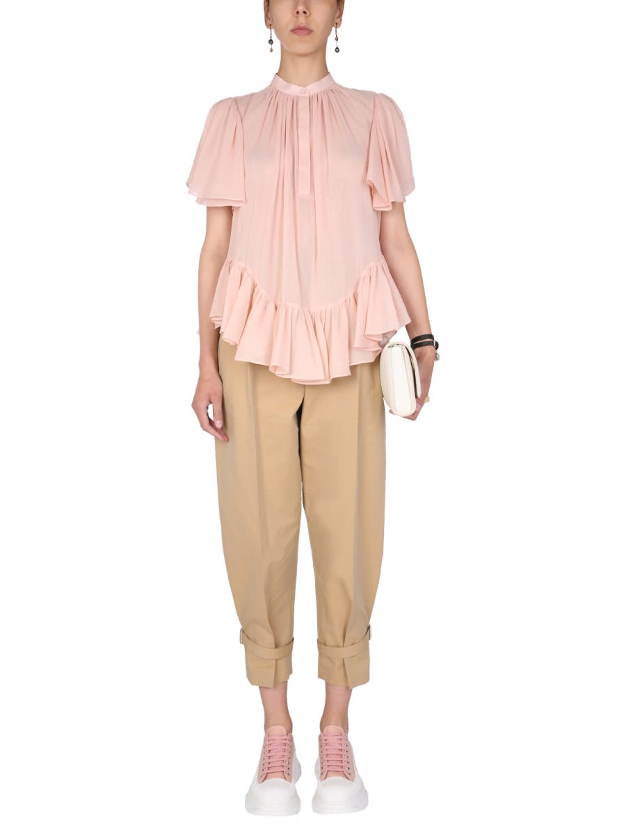 Shop Alexander Mcqueen Shirt With Ruches In Pink