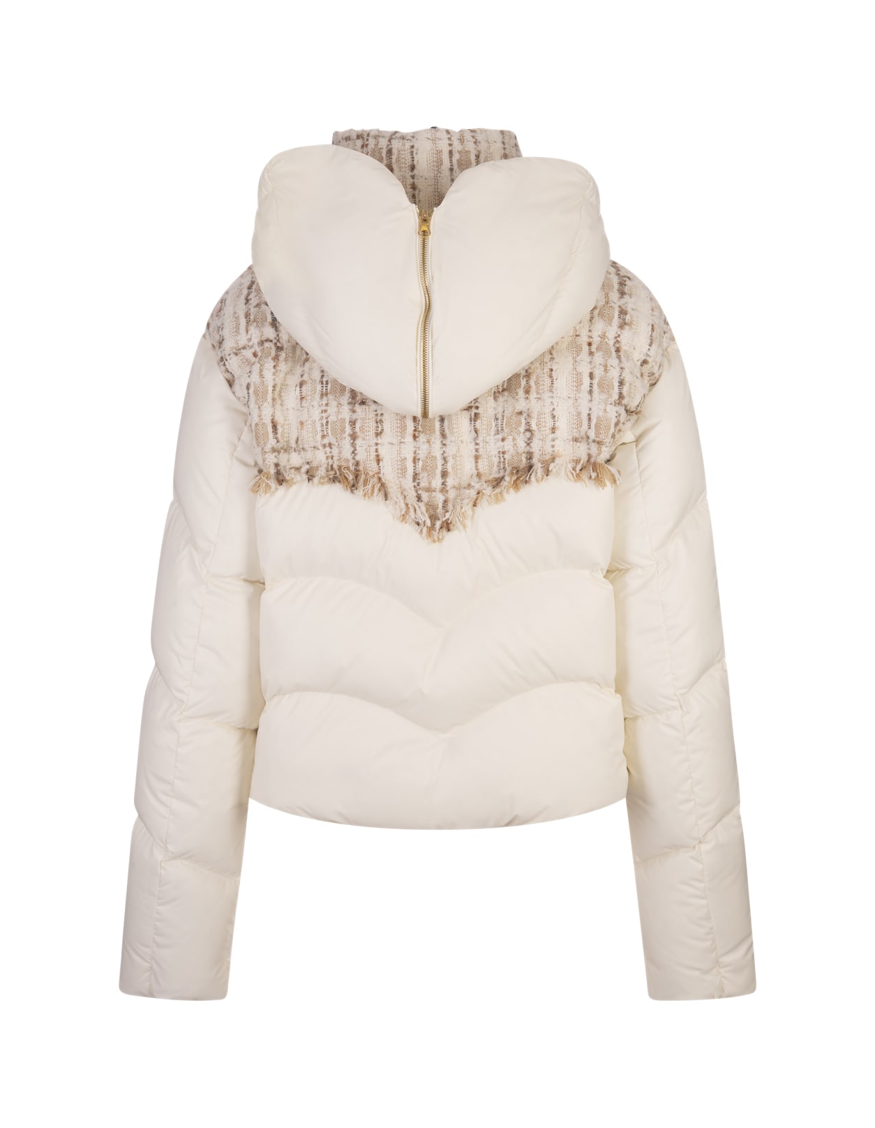 Shop Khrisjoy Butter Hug Tweed Down Jacket In White