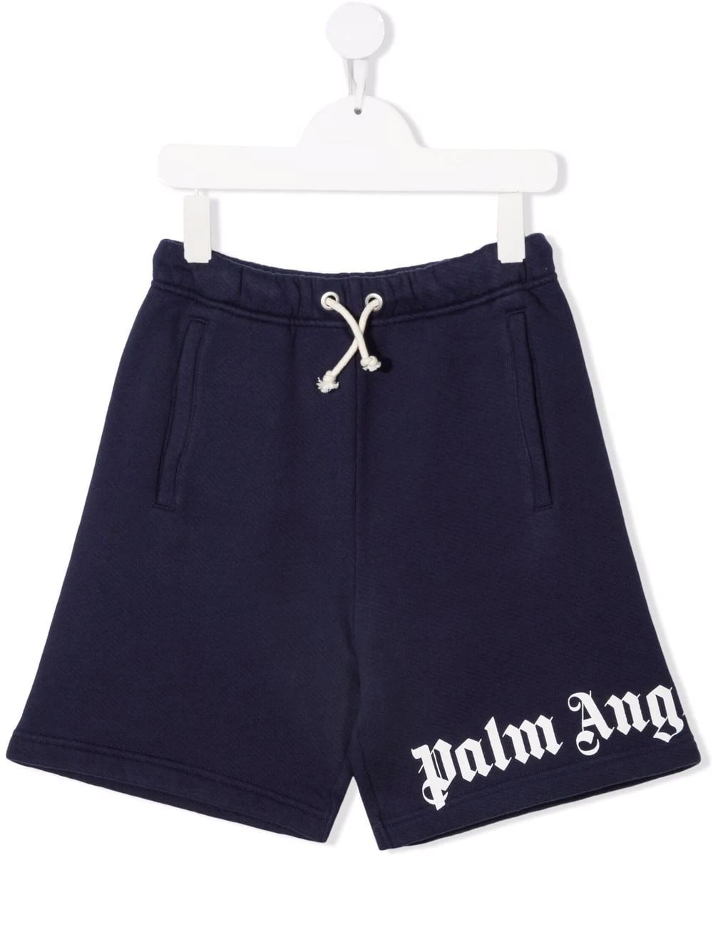 Palm Angels Kids Navy Blue Sports Shorts With White Logo
