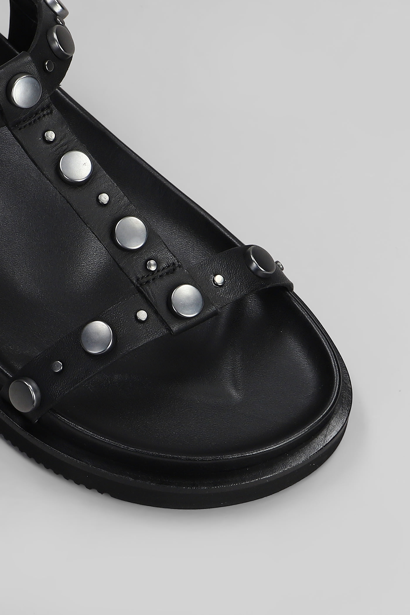 Ash Studded Open Toe Lace-up Rubber Sole In Black