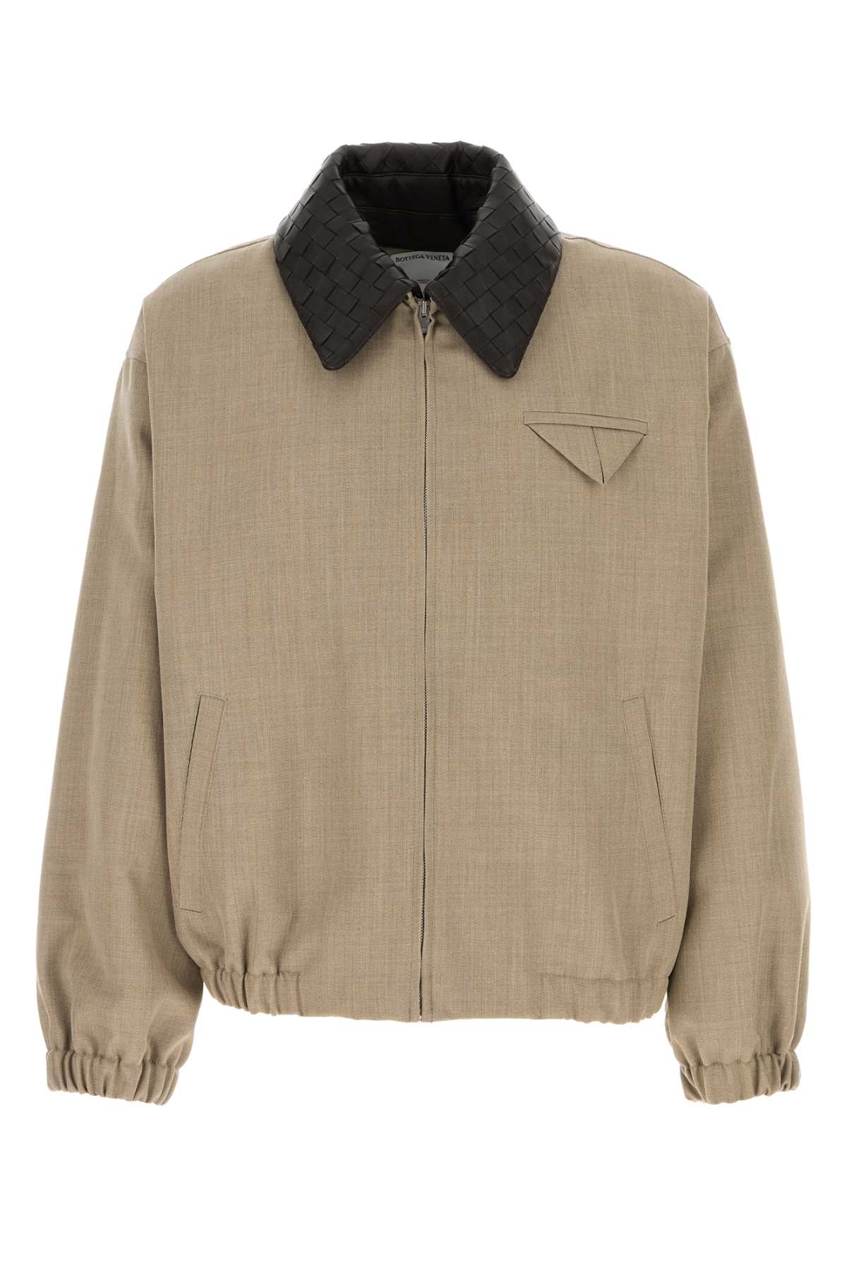 Bottega Veneta Bomber Jacket Wool Quilted Collar In Brown