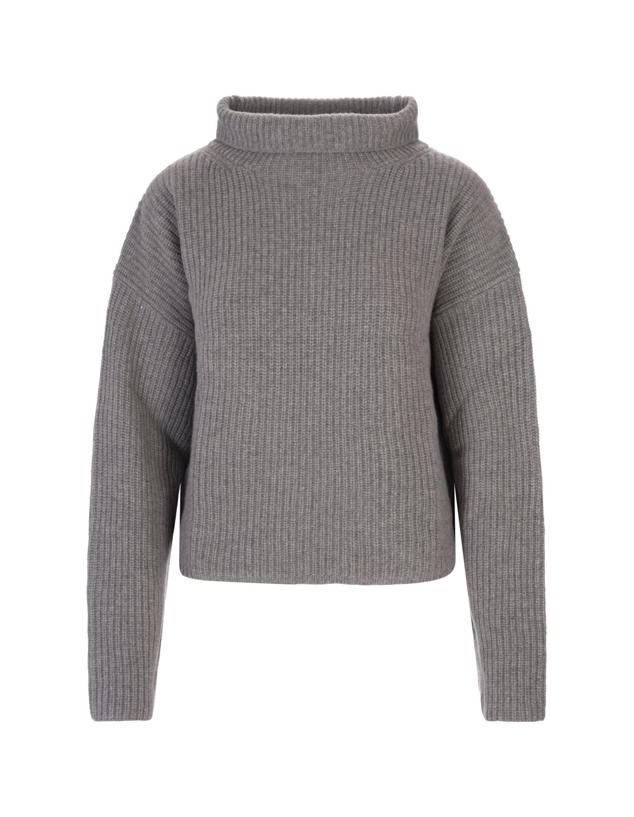 Ralph Lauren Woman Grey Pullover In Wool And Cashmere