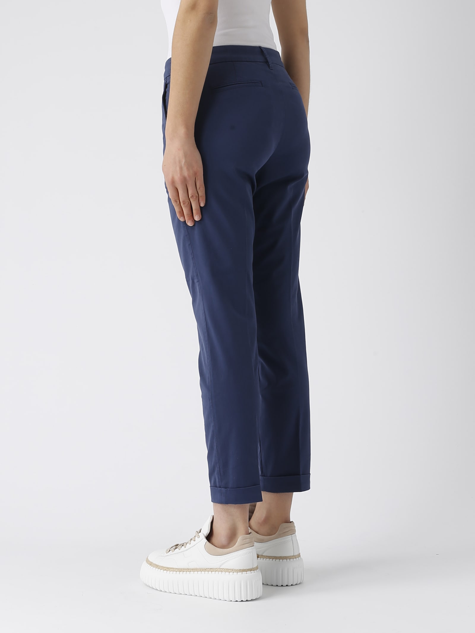 Fay Chino Trousers In Cotton In Navy