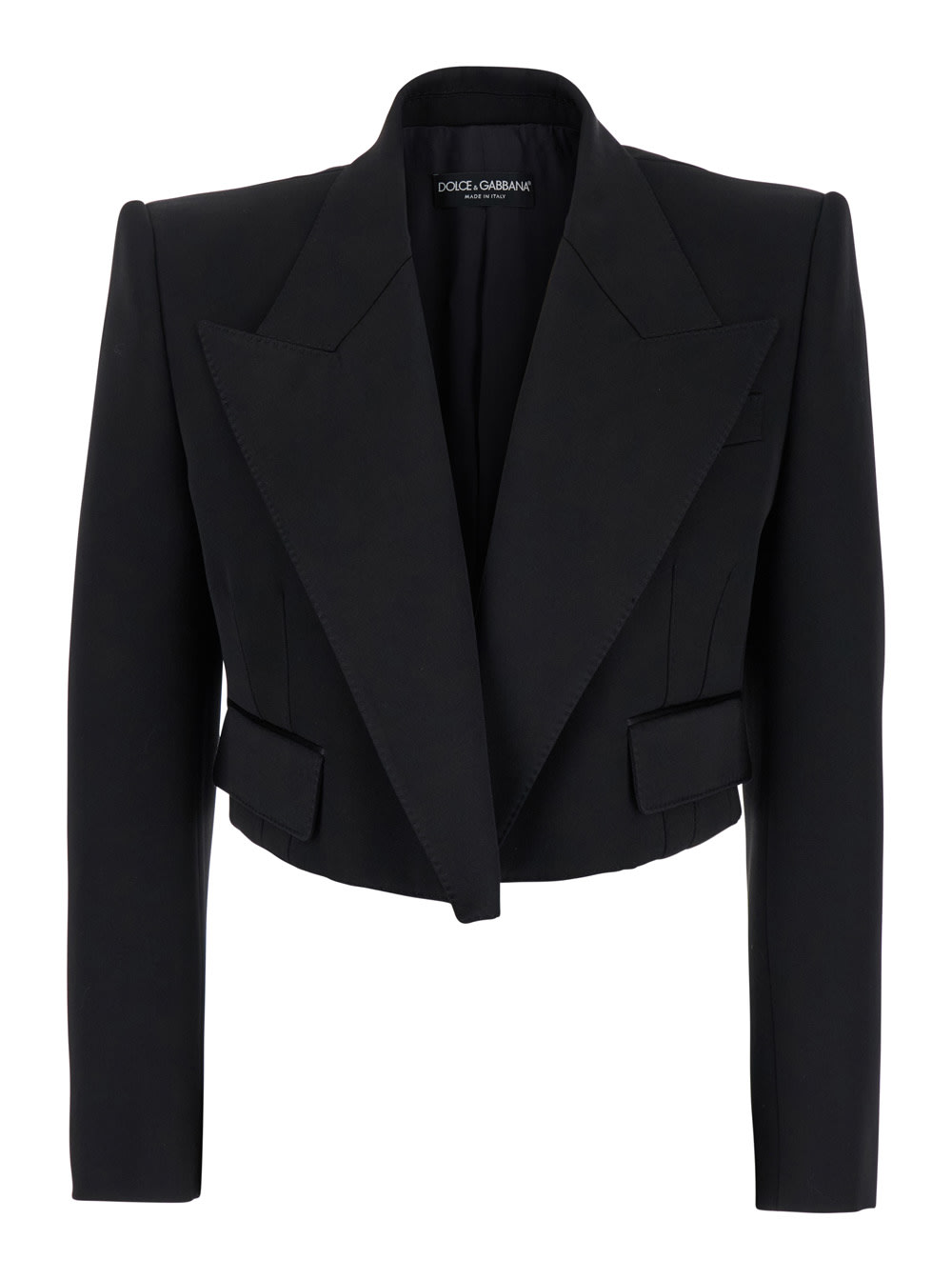 Dolce & Gabbana Wool-blend Cropped Blazer In Black
