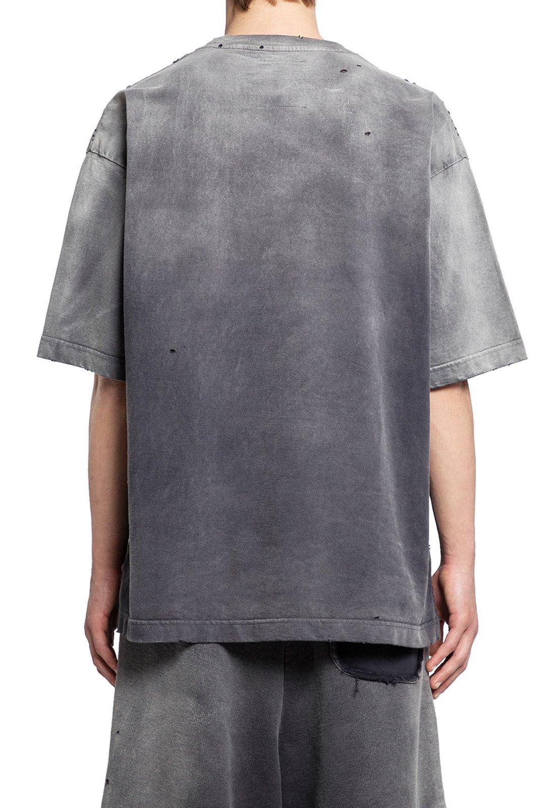 Shop Miharayasuhiro Sun Faded Like Distressed T-shirt In Black