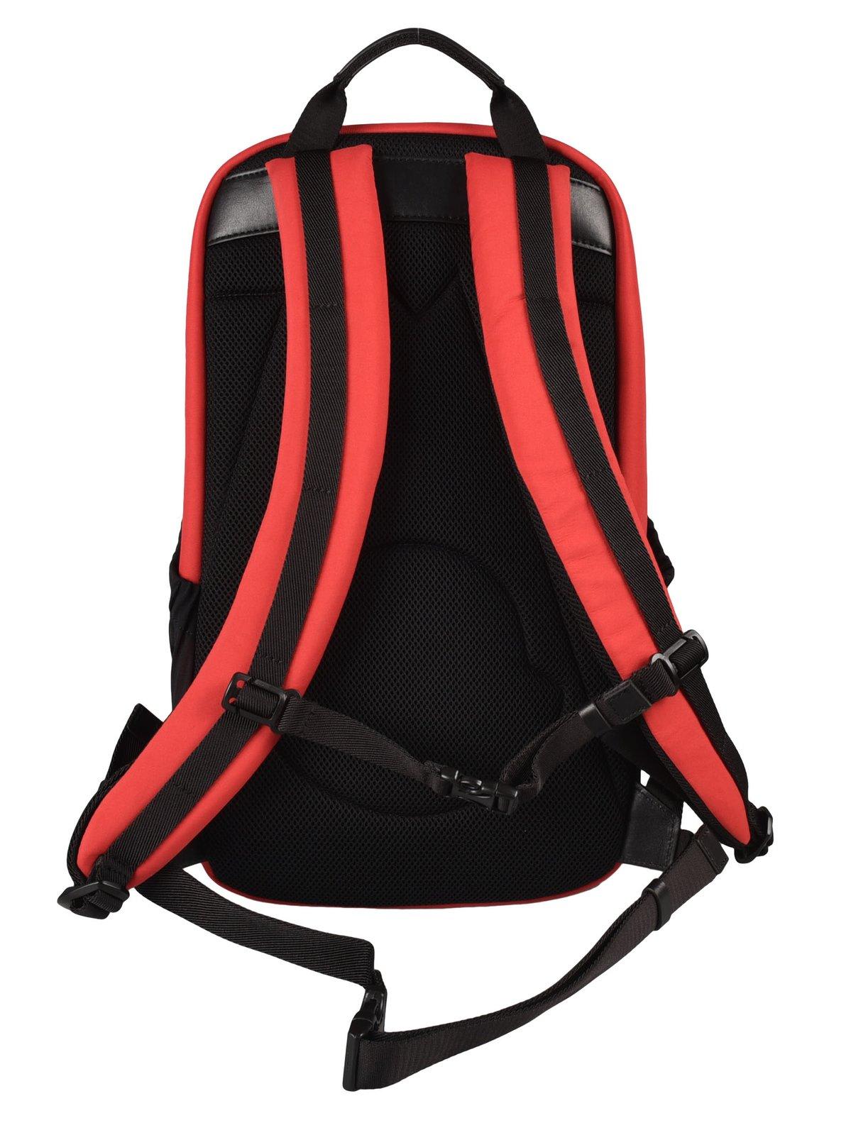 Shop Moncler Logo Print Zipped Backpack In Red