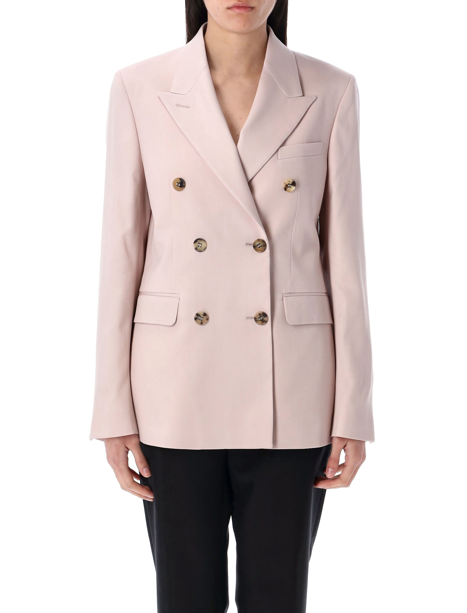Shop Golden Goose Double Breasted Blazer In Shadow Pink