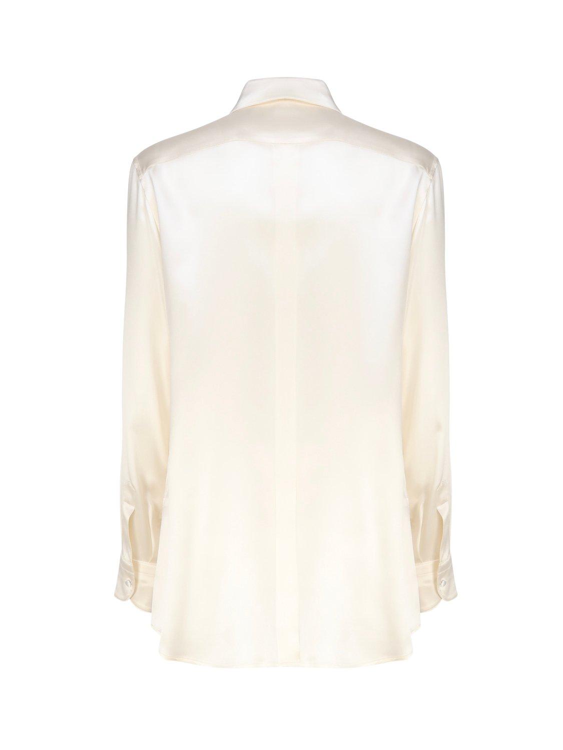 Shop Dolce & Gabbana Long-sleeved Satin Shirt In Bianco