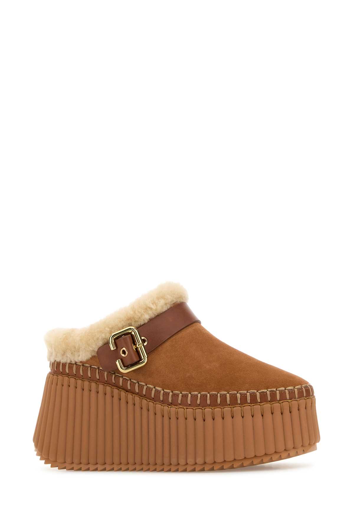 Chloé Camel Suede Nama Slippers In Brown