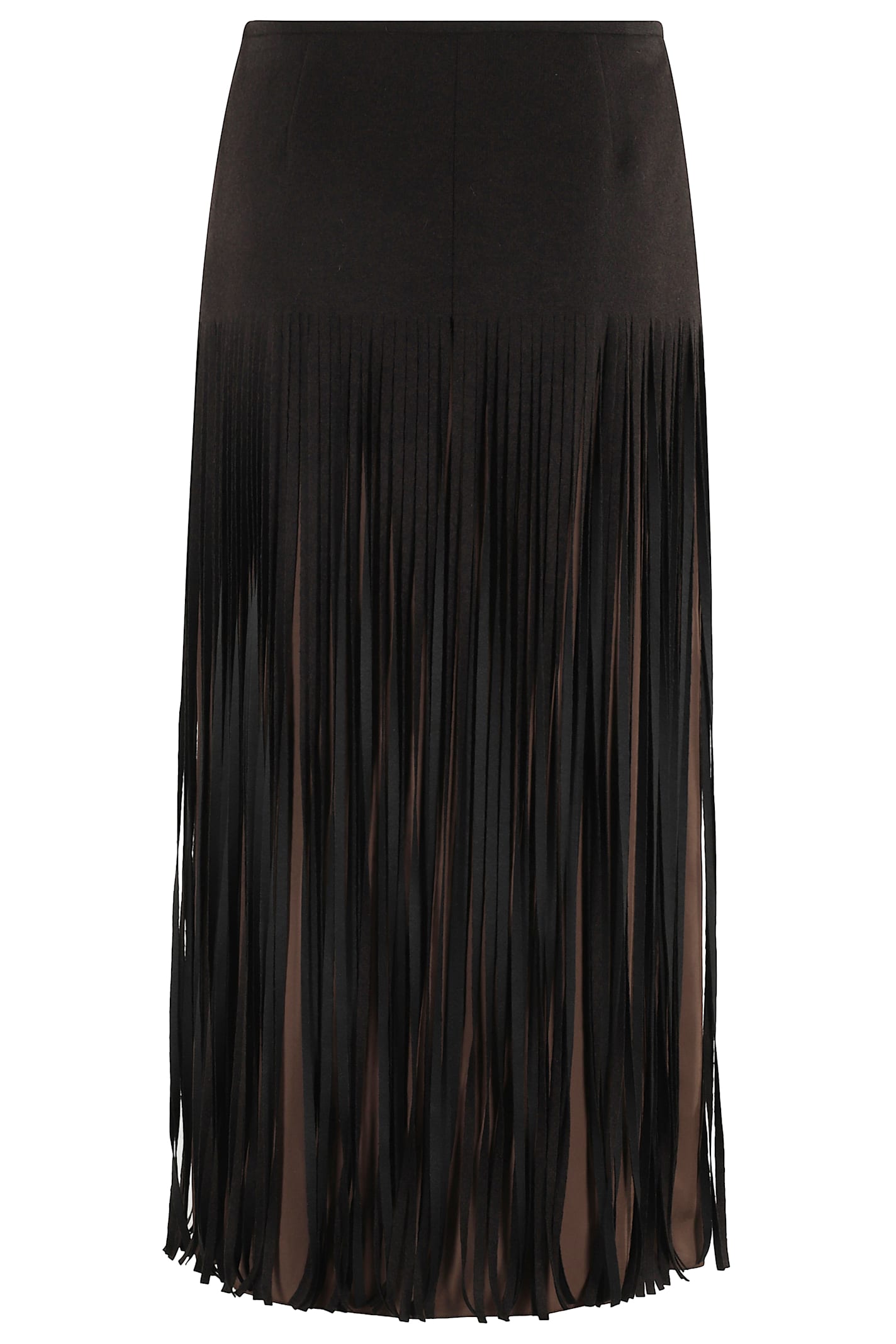 Tela Fringe-detail Midi Skirt In Brown