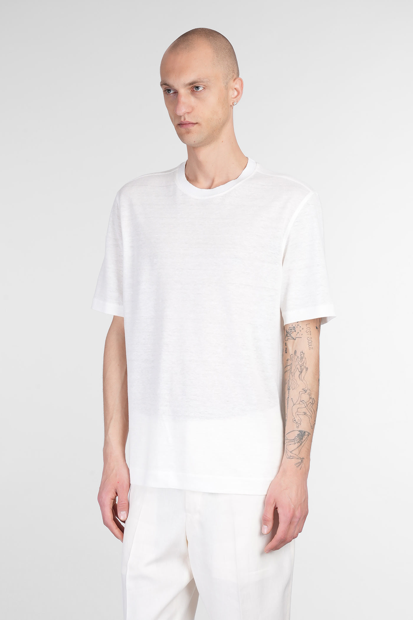 Zegna T-shirt In Beige Linen