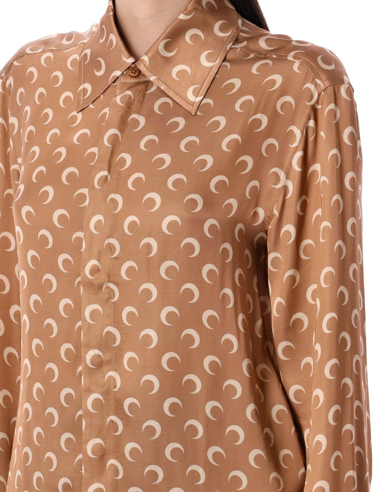 Marine Serre Moon Satin Button Down Shirt Clothing