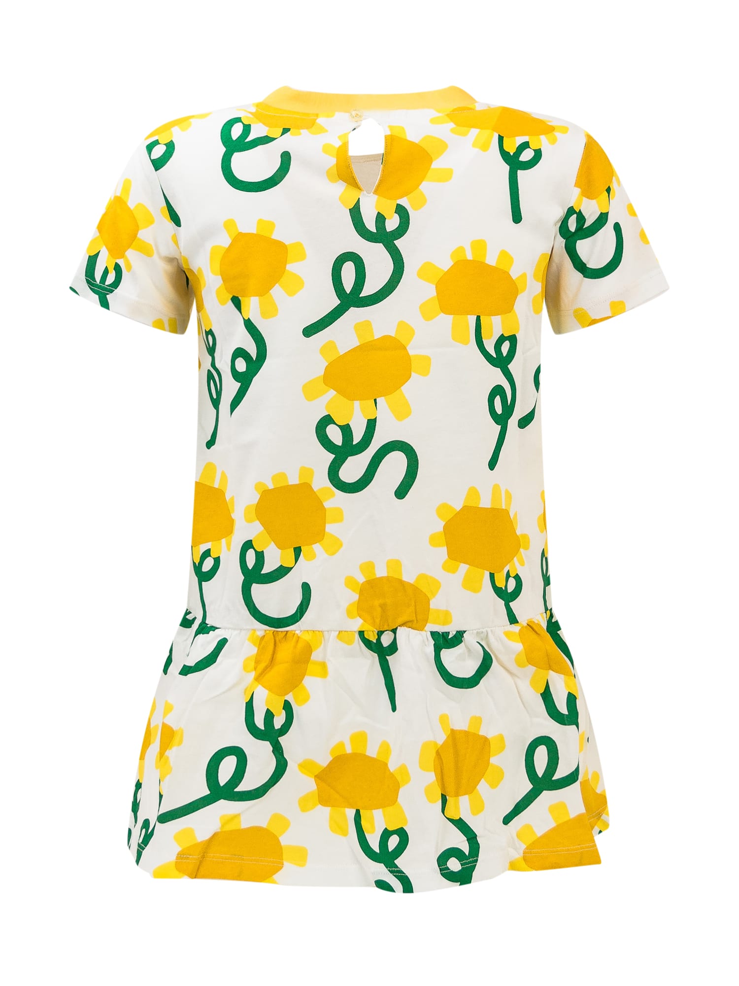 Shop Stella Mccartney Sunflowers Dress In Ivory/colorful