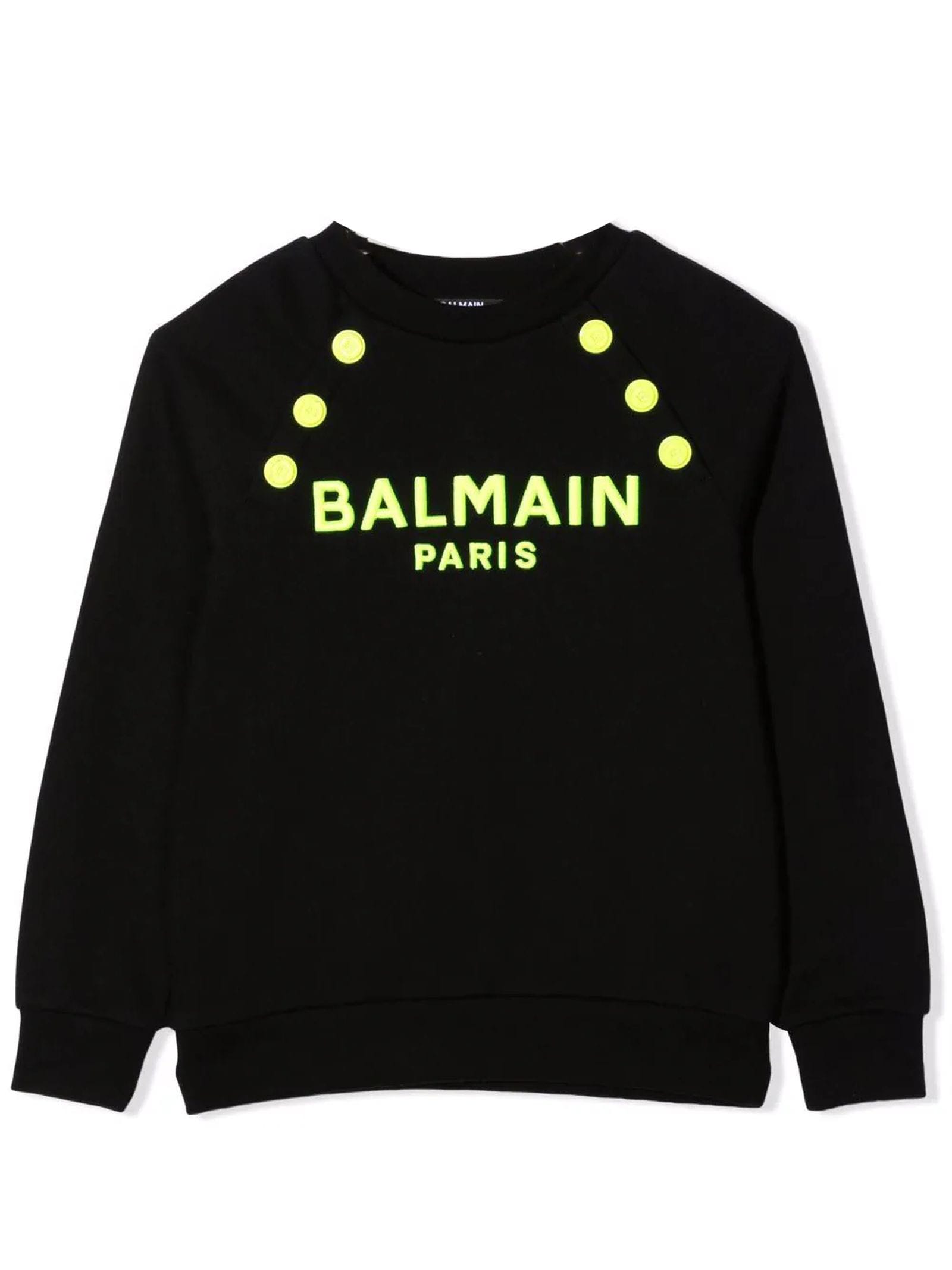 Balmain Black Cotton Sweateshirt