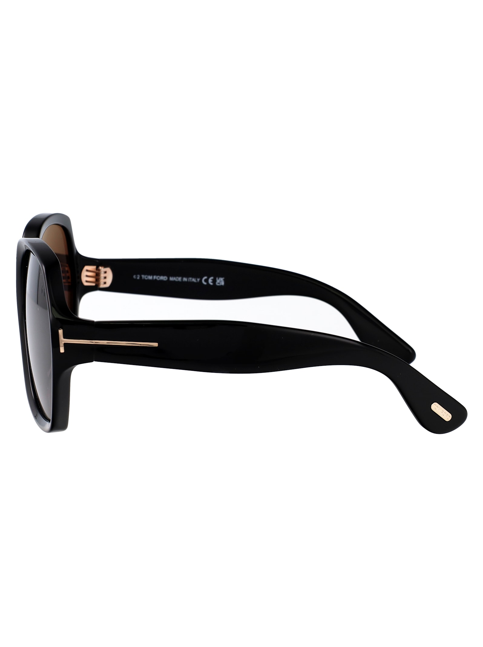Tom Ford Geometric Sunglasses In Nero Lucido / Fumo