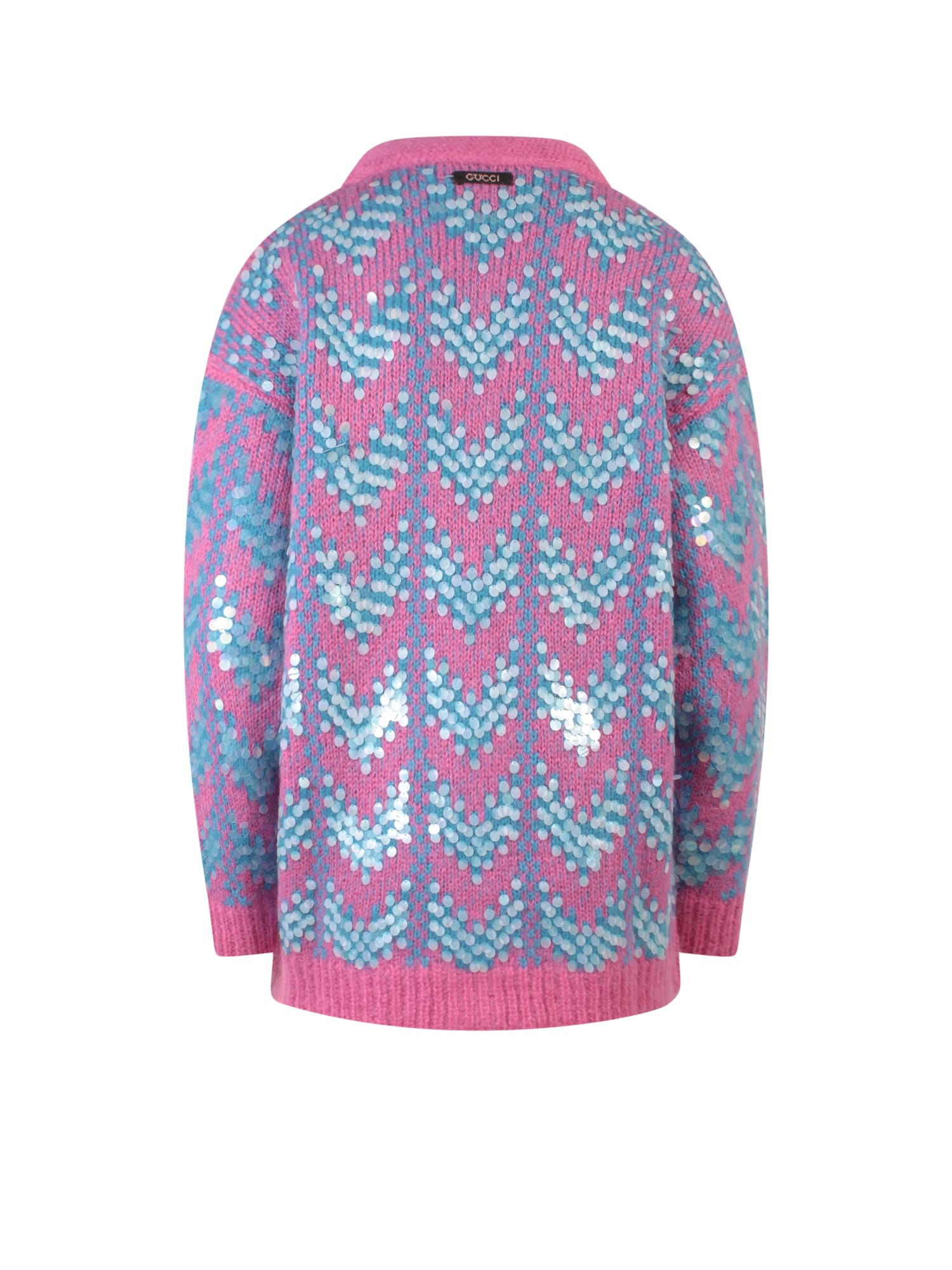 Gucci Multicolor Sequined Chevron-knit Cardigan In Multicolor