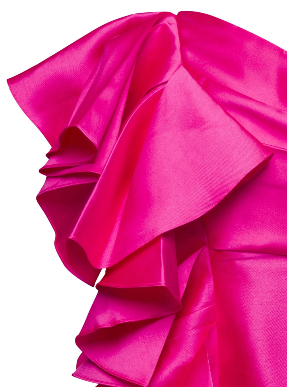 Shop Solace London Fuchsia Mini Dress With Ruffles At The Side In Techno Fabric Woman In Fuxia