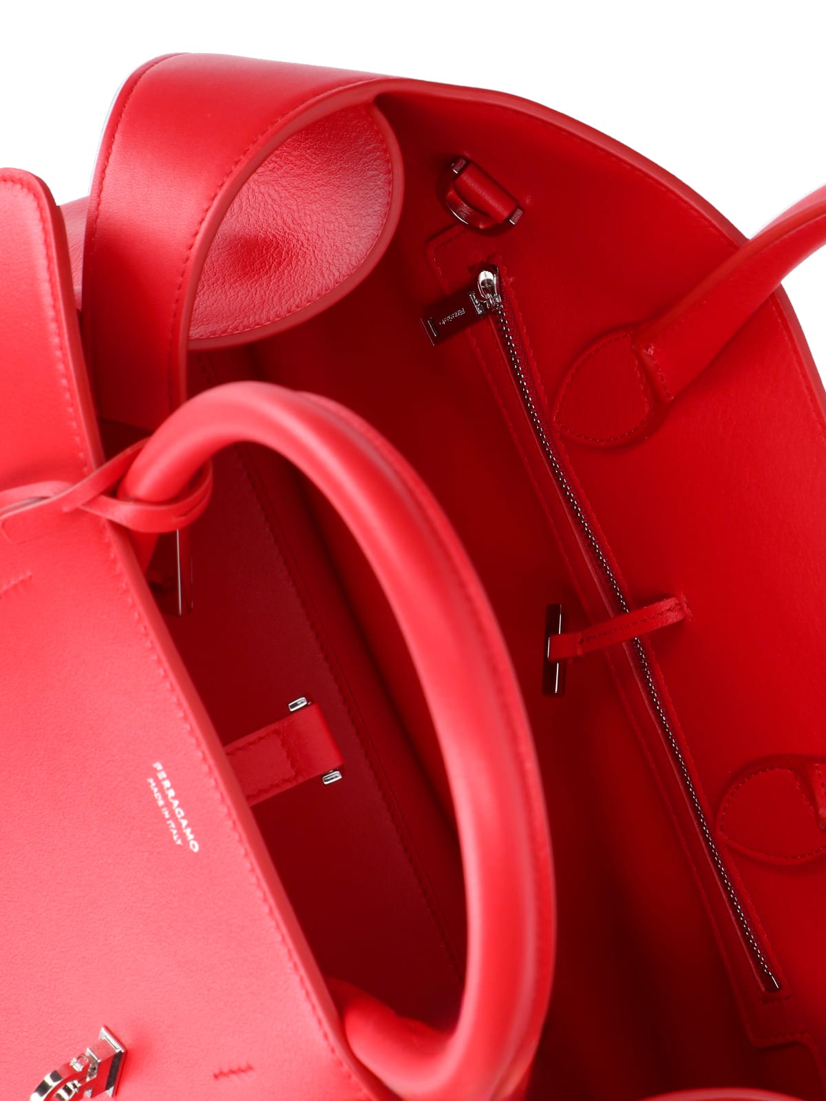 Ferragamo Hug Small Leather Top Handle Bag In Red