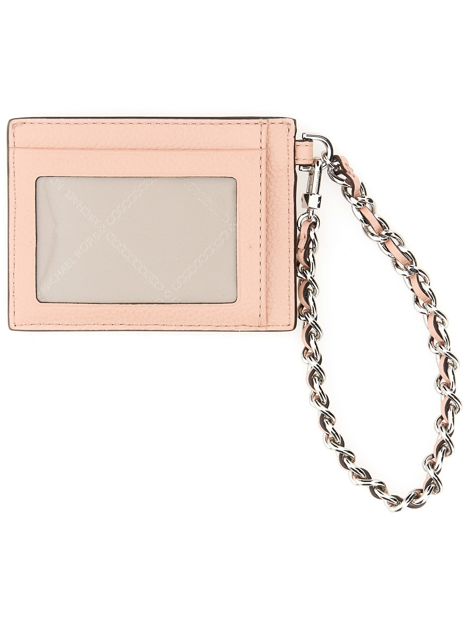 Shop Michael Michael Kors Leather Card Holder In Pink